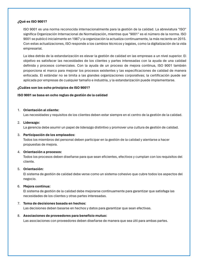 Guía sobre ISO 9001 y sus beneficios | PDF | Calidad (comercial ...