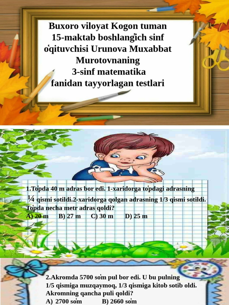Qismni Topishga Doir Testlar | PDF