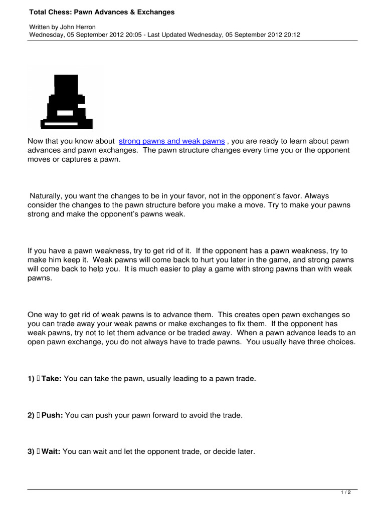 Mastering Pawn Advances in Chess | PDF | Traditional Games | Chess Theory