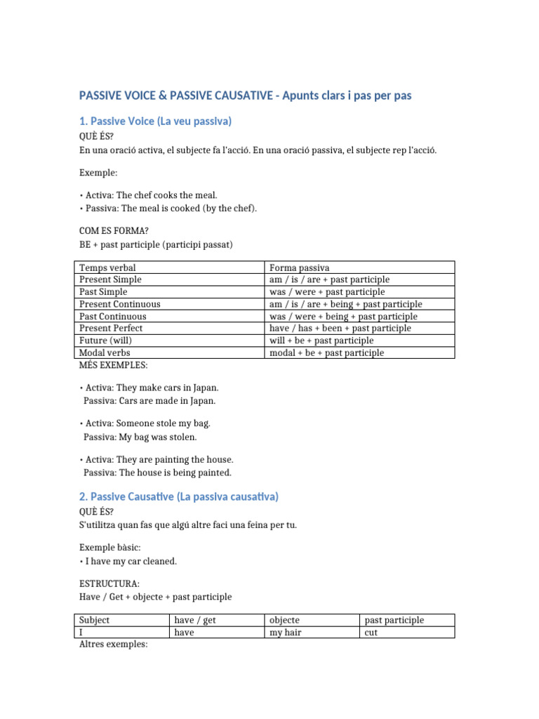 Passive and Passive Causative Apunts | PDF | Semantic Units ...