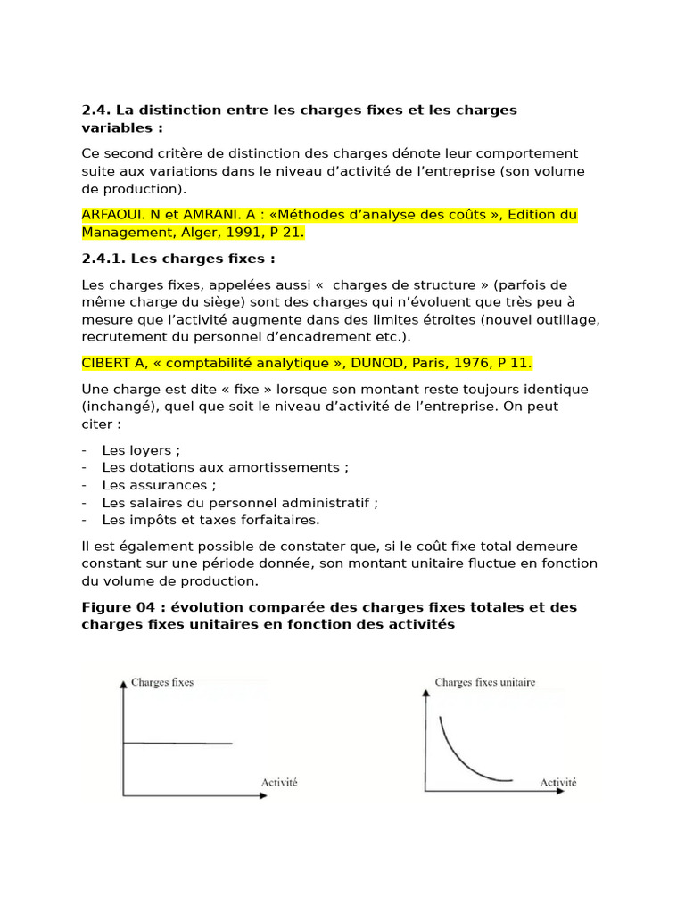 Distinction Charges Fixes et Variables | PDF