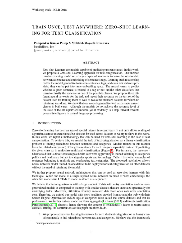 Zero Shot Learning For Text Classification | PDF | Statistical ...