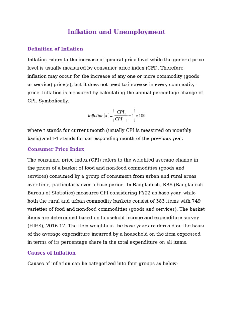 Inflation and Unemployment Explained | PDF | Inflation | Unemployment