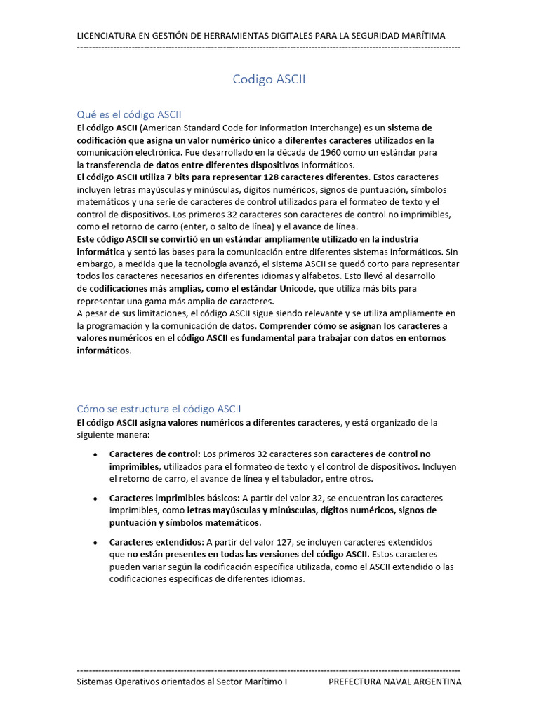 Introducción al Código ASCII y Kernel | PDF | Ascii | Sistema operativo