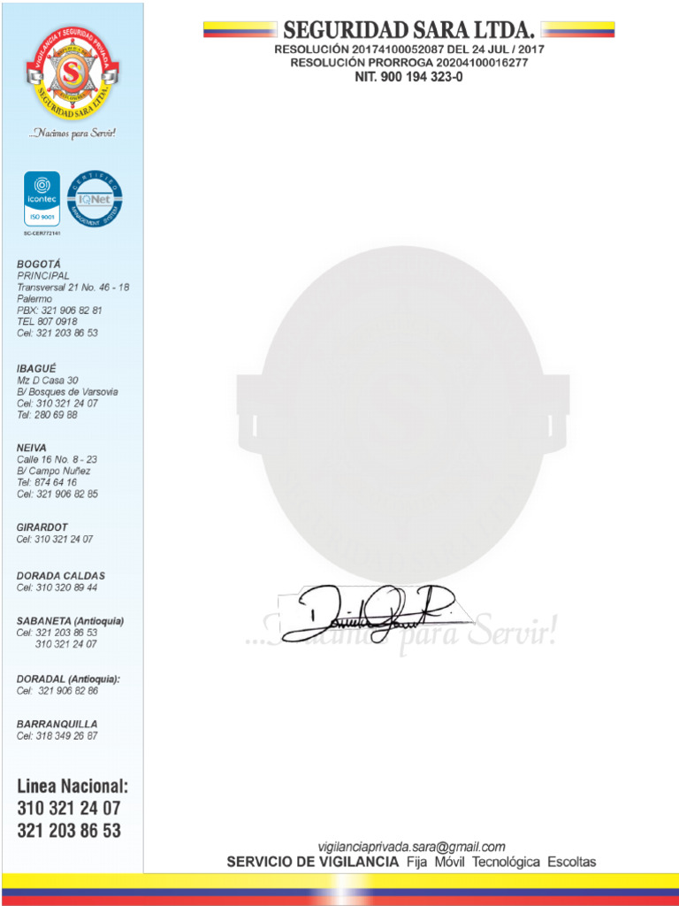 Carta de Cese Laboral - Guarda de Seguridad | PDF