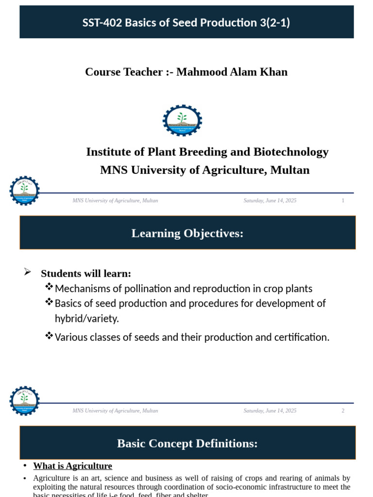 Lecture 1 | PDF | Seed | Germination