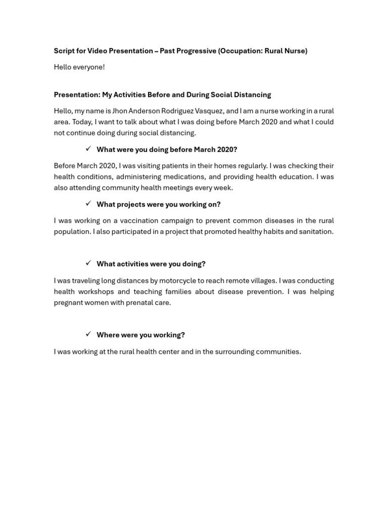 Rural Nurse's Experience Pre-COVID | PDF