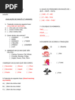 Atividades de Inglês para 1º Ano | PDF