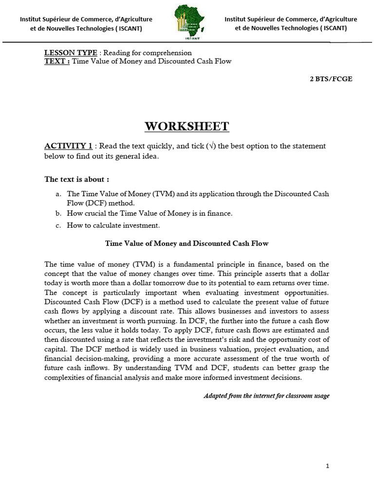 Time Value of Money and Discounted Cash Flow | PDF | Discounted Cash ...