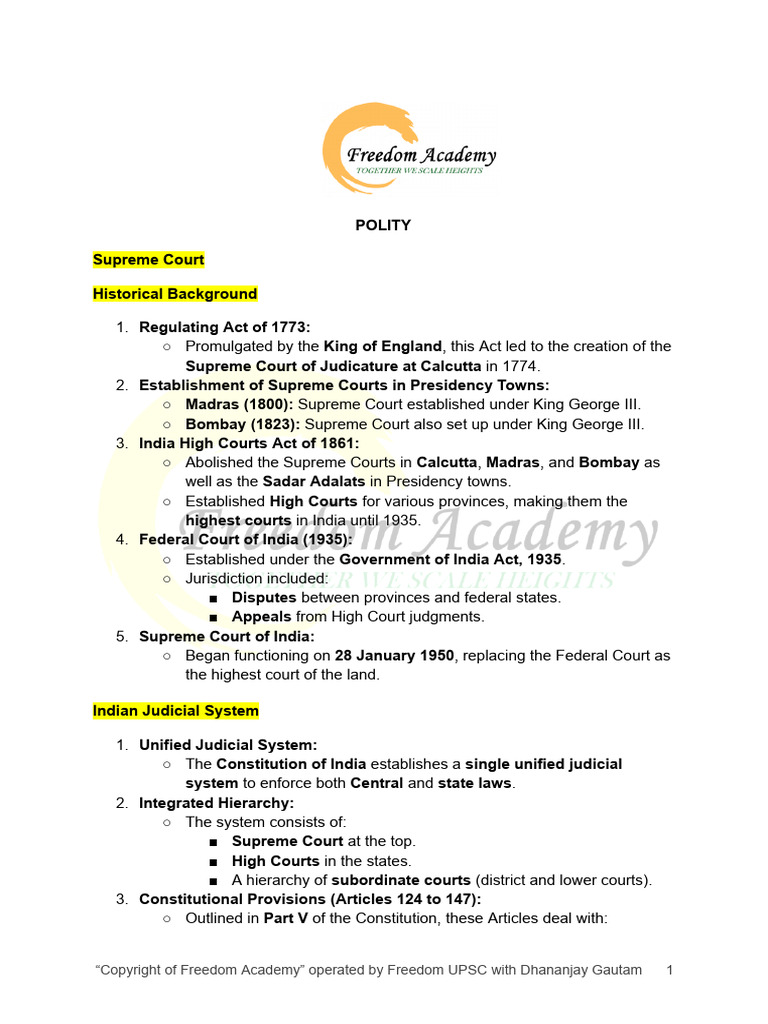 History and Structure of India's Supreme Court | PDF | Supreme Court Of ...