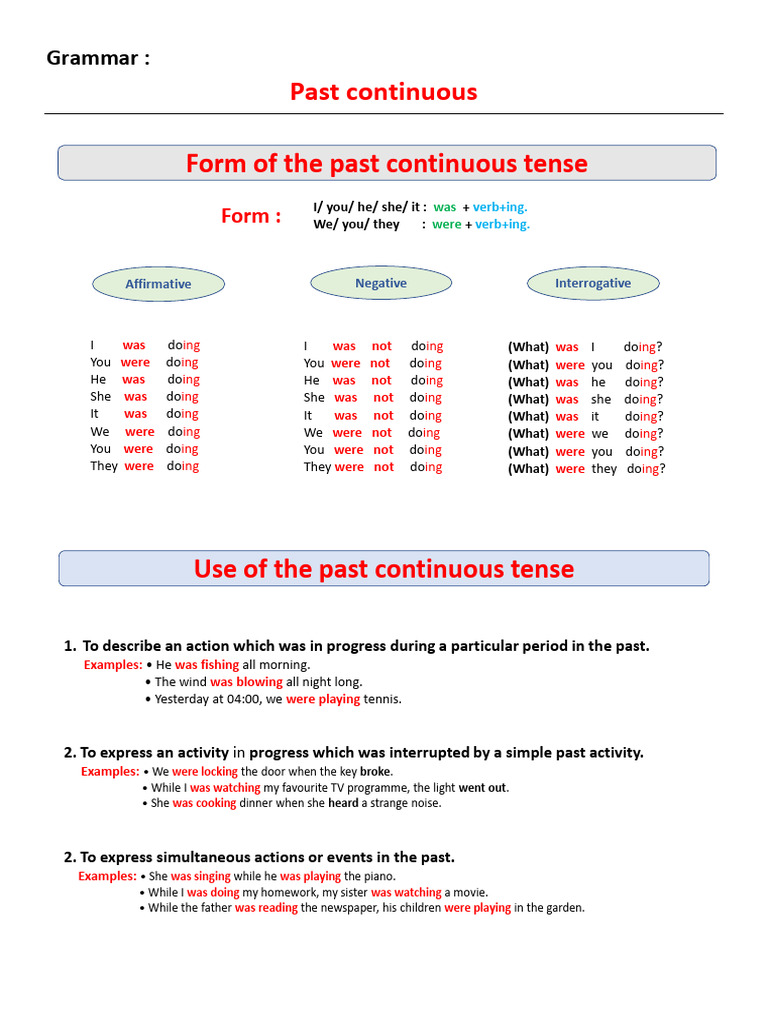 Grammar - Past Continuous | PDF