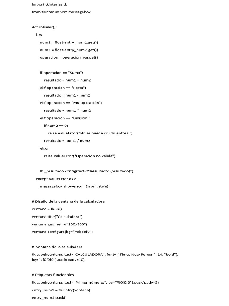 Calculadora para Python | PDF