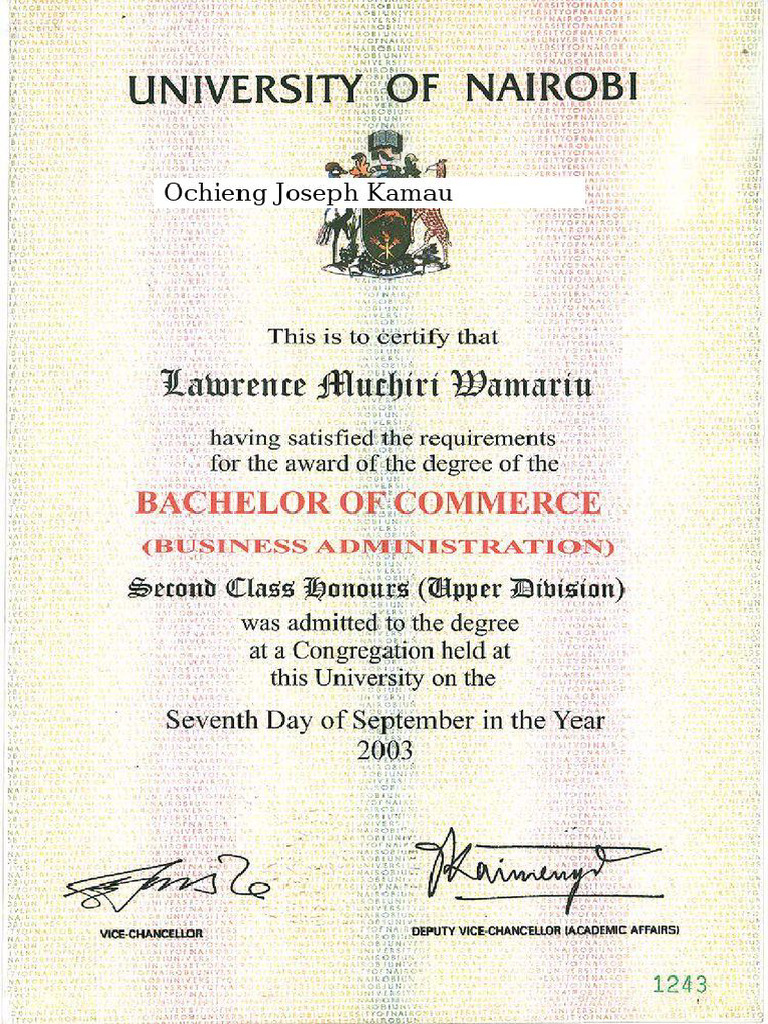 Bachelor of Commerce Certificate Edited | PDF