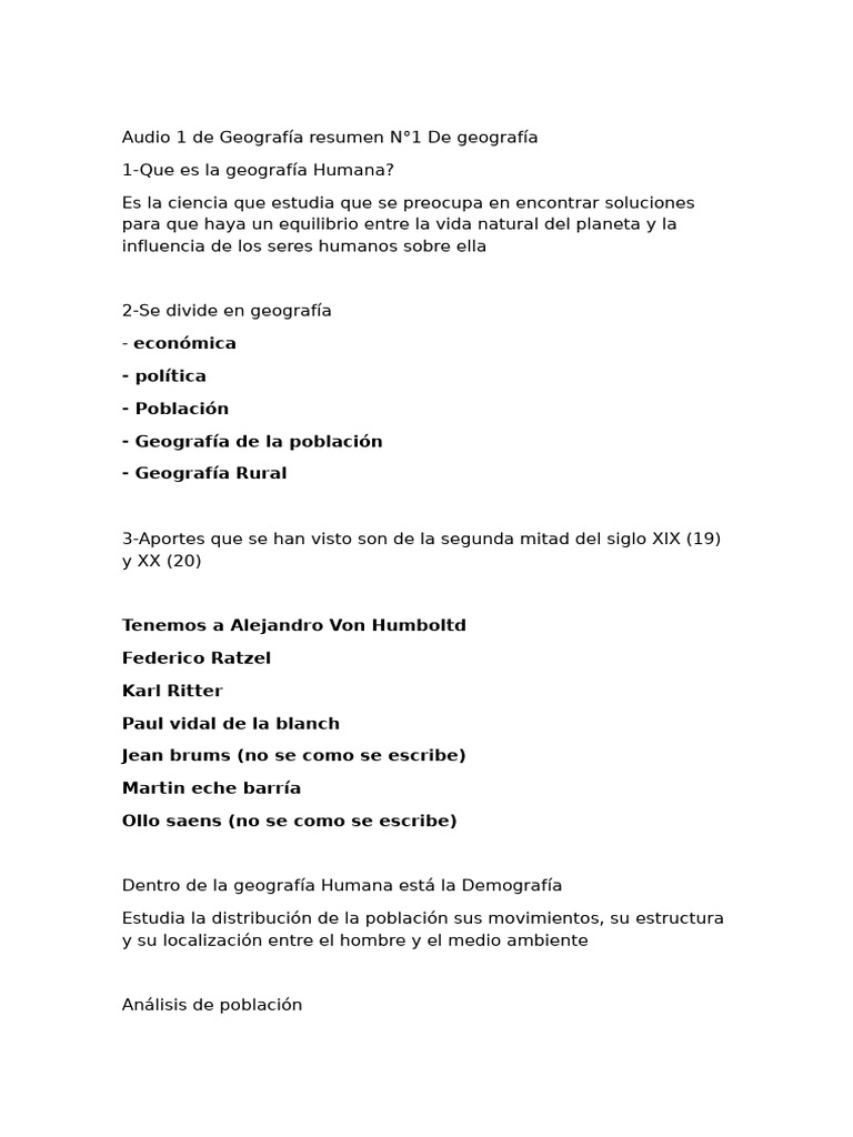 Resumen Geografía | PDF | Área rural | Geografía