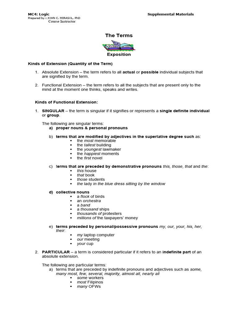 Classification of Terms According To Extension or Quantity (2025) | PDF ...
