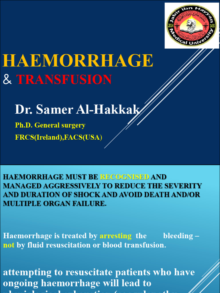 Managing Haemorrhage and Transfusion Risks | PDF | Bleeding | Shock ...