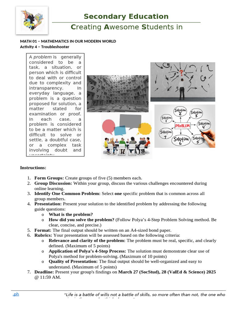 Group Problem Solving in Math Class | PDF | Mathematics | Learning