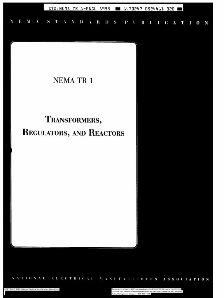 Nema TR1 | PDF | Transformer | High Voltage