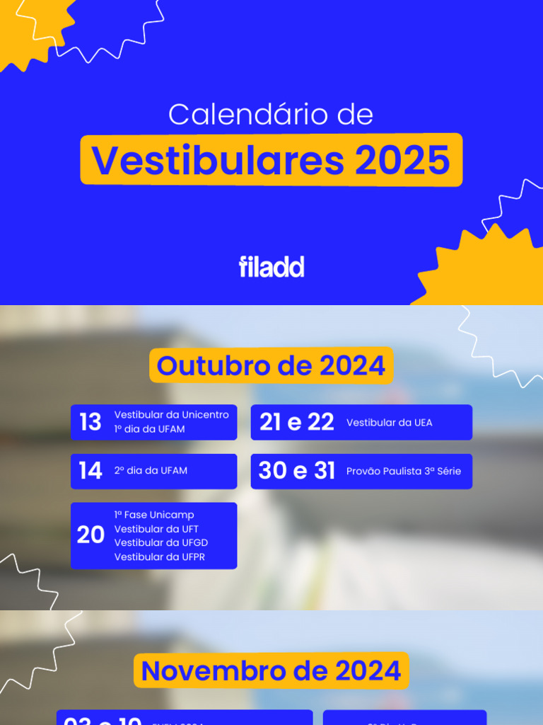 Calendário Vestibulares 2025 | PDF