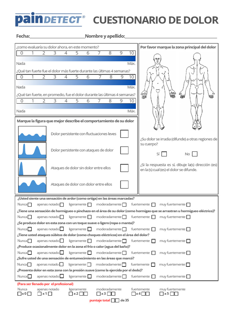 Cuestionario Pain Detect en Italiano | PDF | Dolor | Medicina CLINICA
