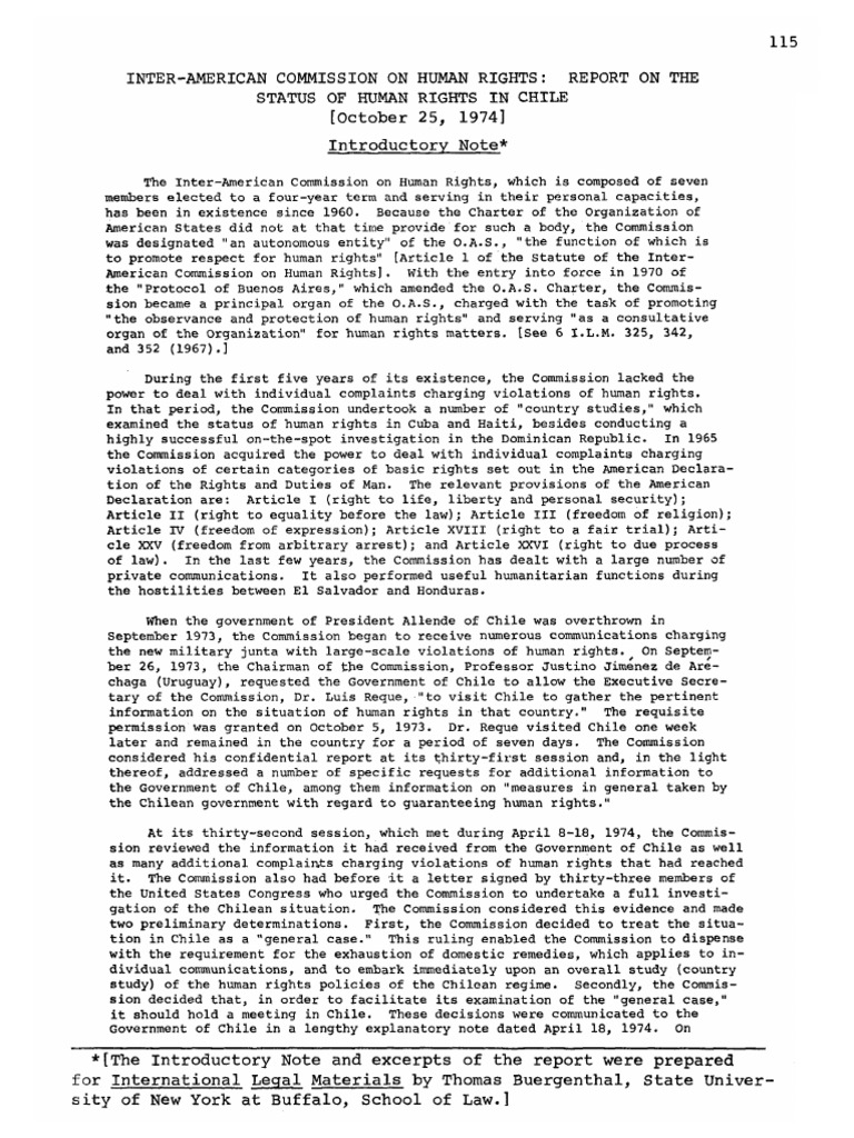 IACHR Status Report 1975 | PDF | Human Rights | Chile