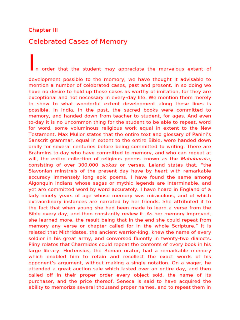 Extraordinary Memory Cases Explained | PDF