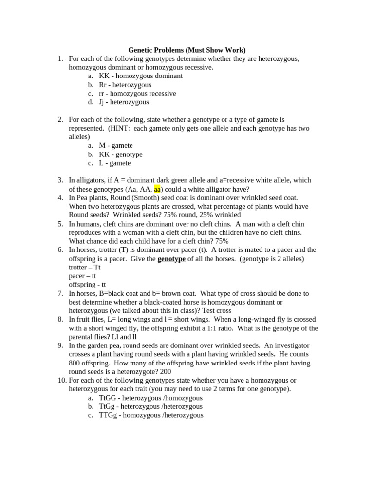 Understanding Genetic Genotypes and Crosses | PDF | Dominance (Genetics ...