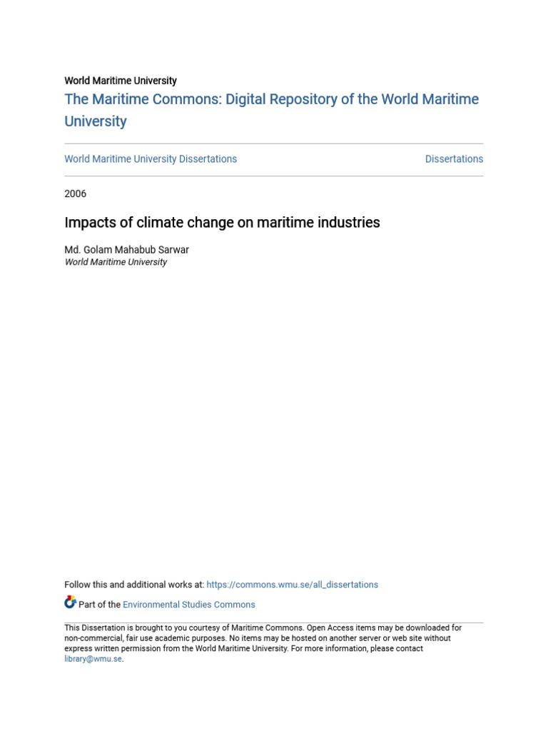 Climate Change Effects on Maritime Industries | PDF | Climate Change ...