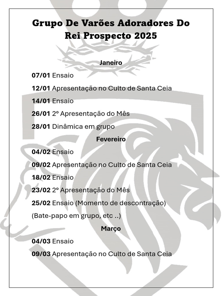 Ensaio do Grupo de Varões 2025 | PDF