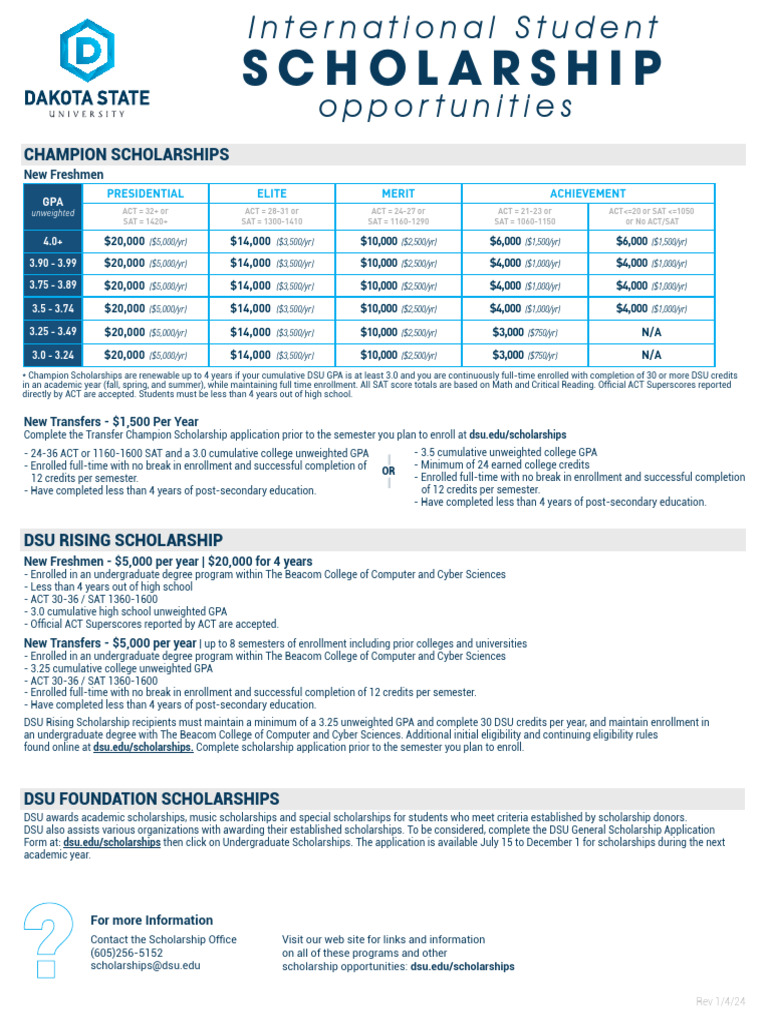 DSU Scholarship Opportunities Overview | PDF
