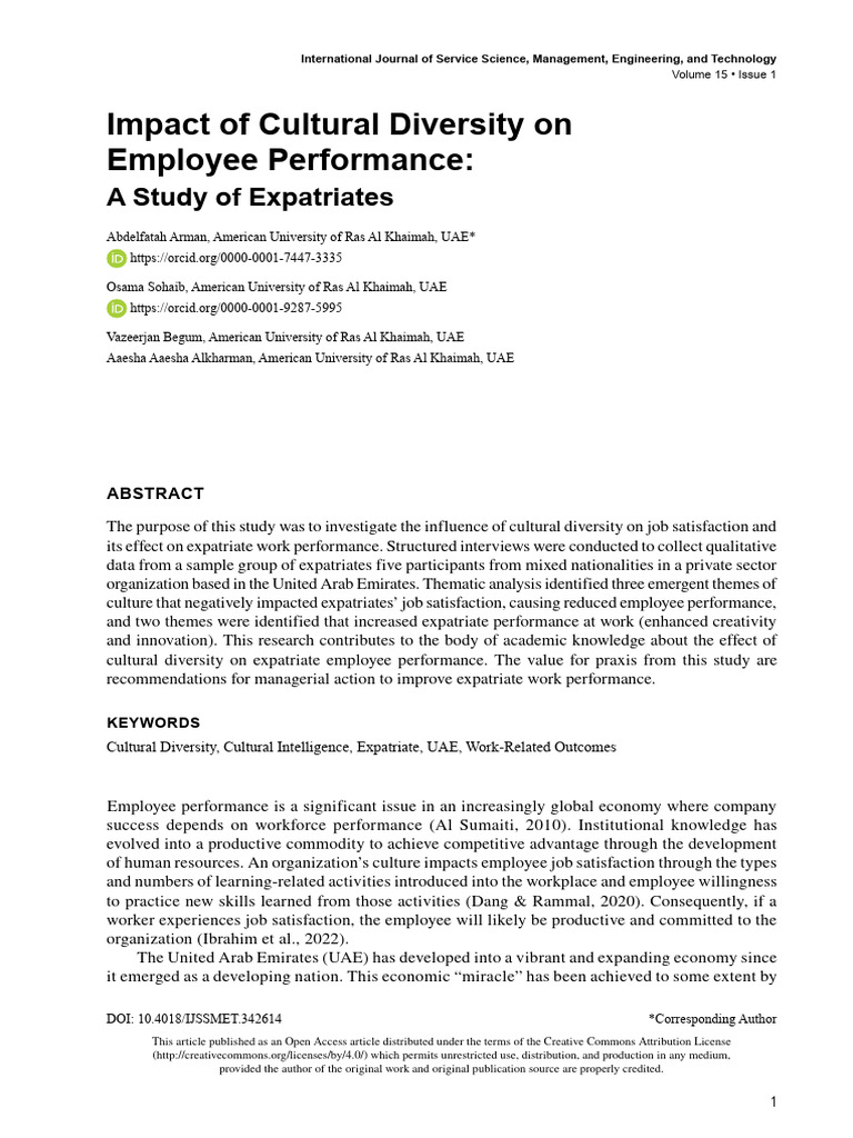 Impact of Cultural Diversity On Employee Performan | PDF | Job ...