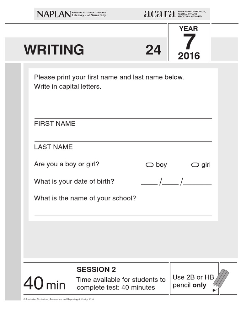 Nap 2016 Writing Year7 n24 A3 | PDF | Writing