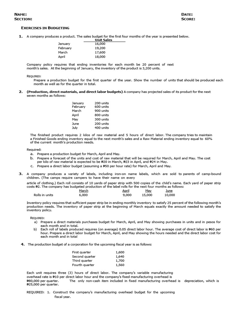 Chapter 8 Master Budget | PDF | Inventory | Economies