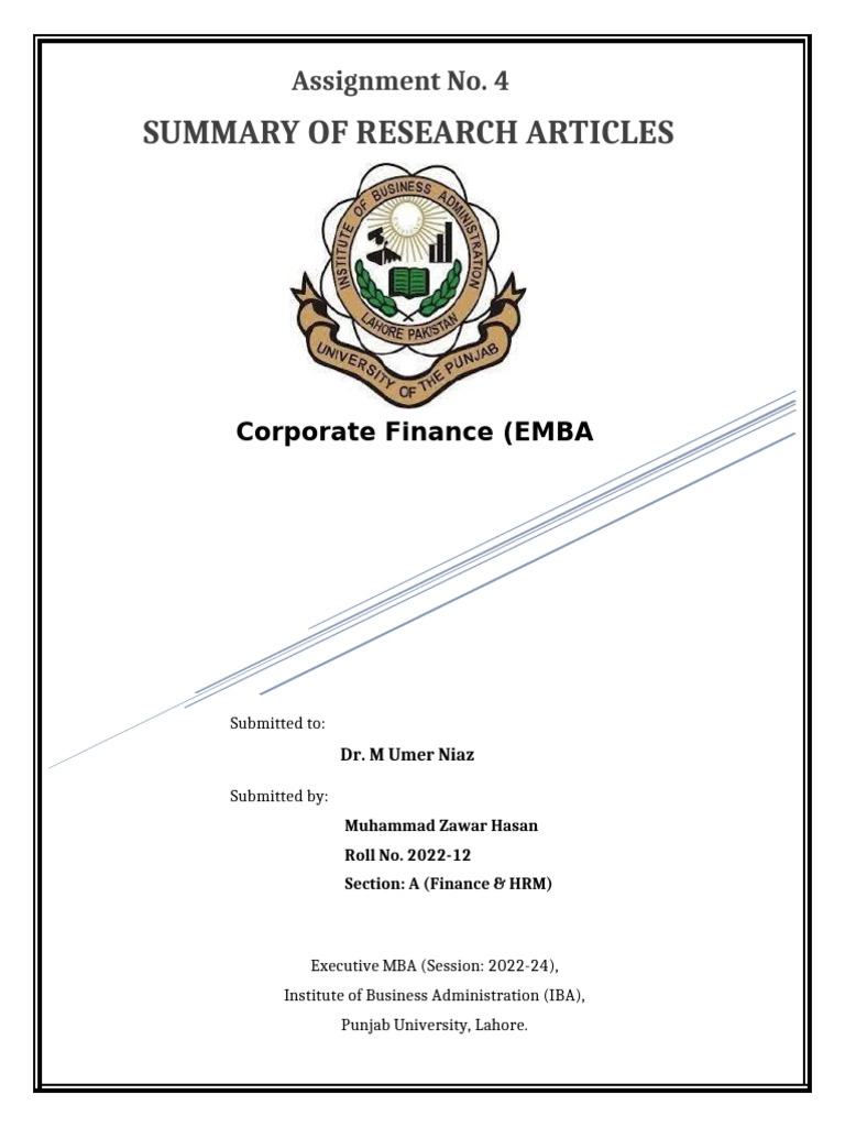 Assignment No 4 Corporate Finance Pdf Behavioral Economics Heuristic