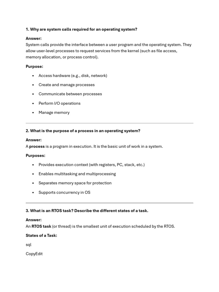 RTOS Ans | PDF | Scheduling (Computing) | Operating System