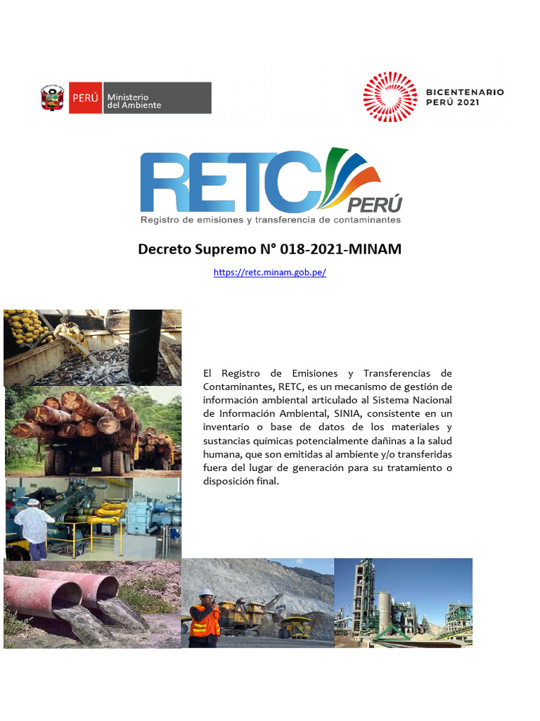 Creación del RETC en Perú: Decreto 018-2021 | PDF | Contaminación