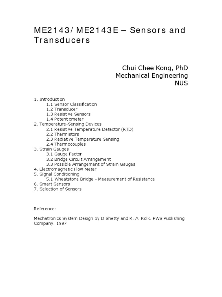 Comprehensive Overview of Sensors and Transducers for Mechanical