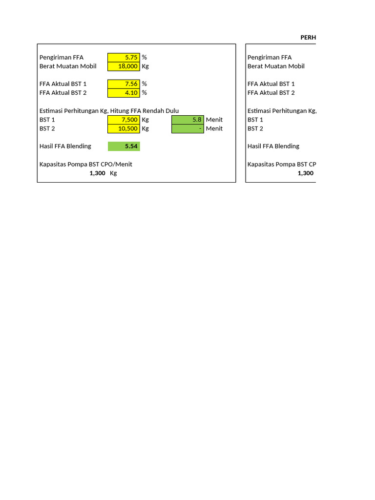Rumus Blending FFA dan CPO | PDF
