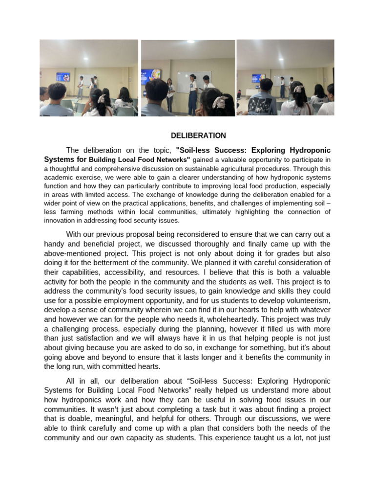 Cwts 2 Deliberation Group Reflection | PDF | Hydroponics | Knowledge