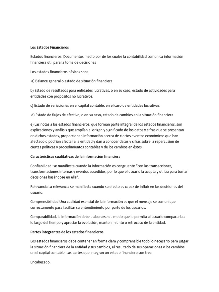 Guía de Estados Financieros Esenciales | PDF | Contabilidad | Estado ...