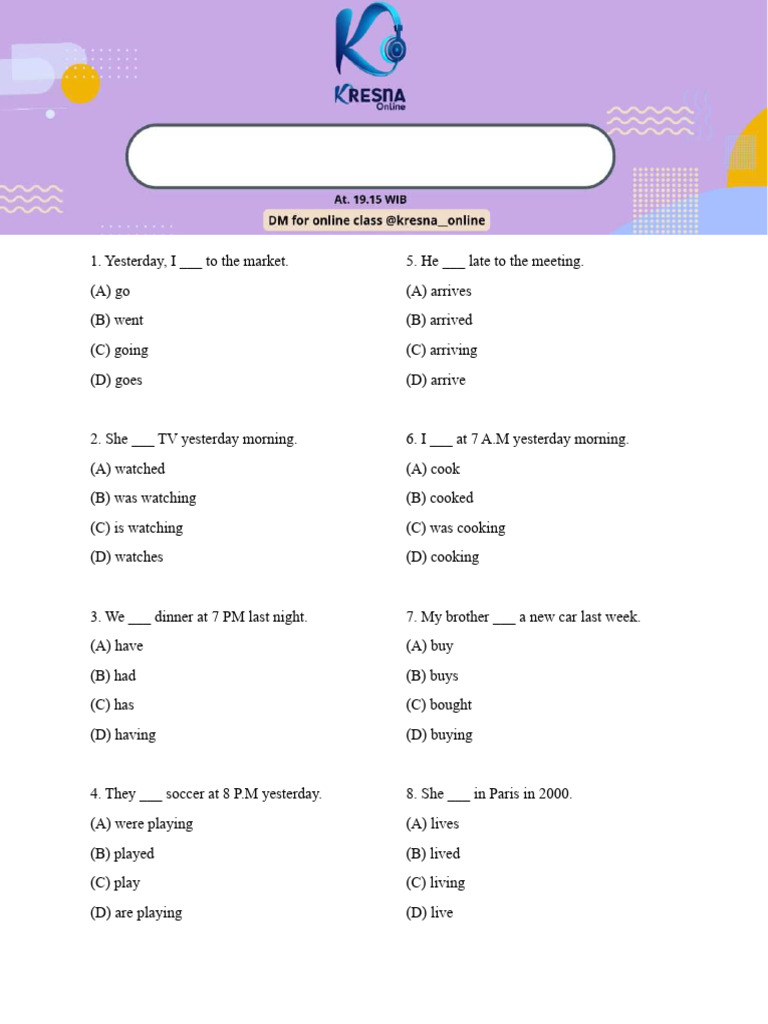 Simple Past Tense Practice Quiz | PDF | Chess Theory | Chess