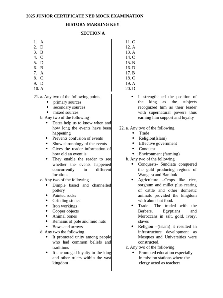 JC History Marking Scheme 2025 | PDF | Slavery | Colonialism