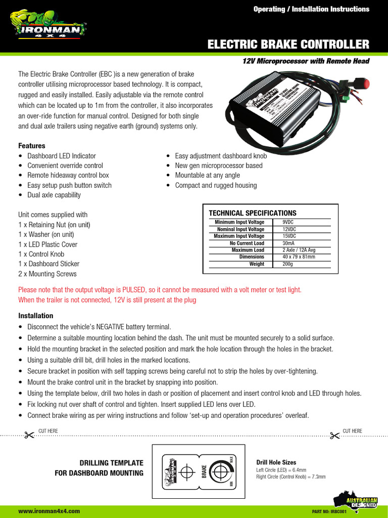 Electric Brake Controller Installation Guide | PDF | Switch | Brake