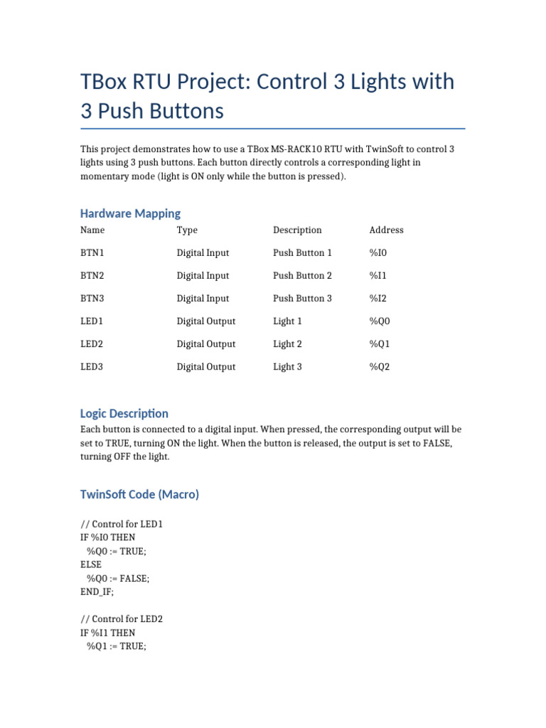 TBox 3LightControl Project | PDF