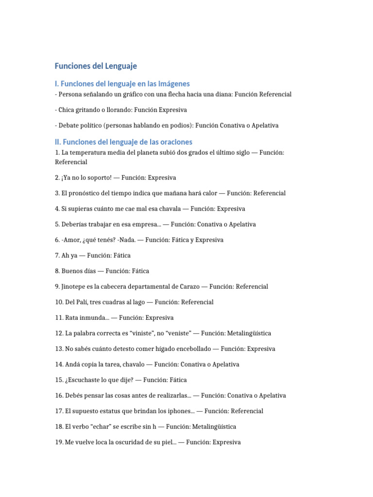 Funciones del Lenguaje en Imágenes y Oraciones | PDF