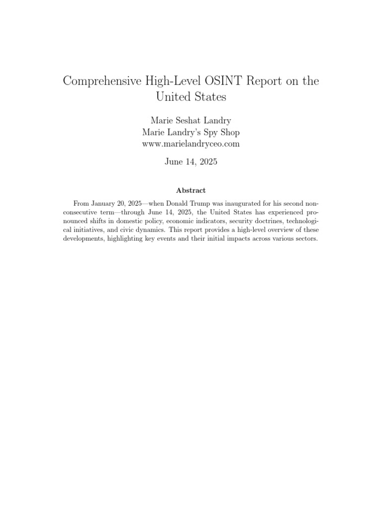 Comprehensive High-Level OSINT Report On The United States | PDF ...
