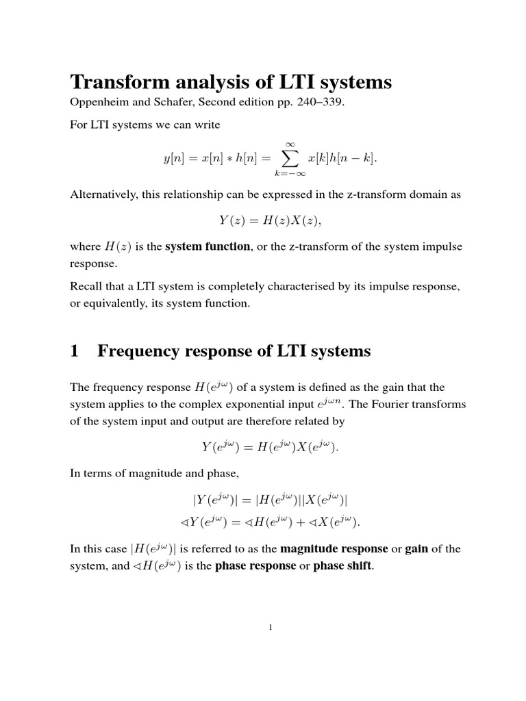 LTI Systems: Transform Analysis and Filters | PDF | Mathematical ...