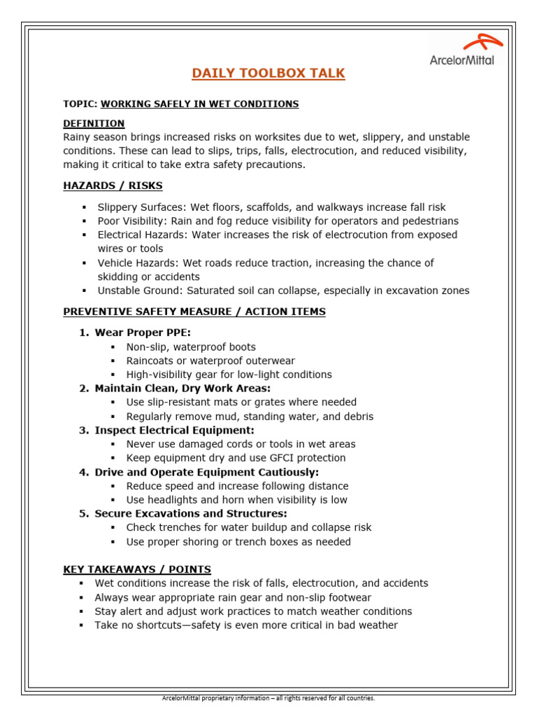 Safe Practices for Wet Conditions | PDF