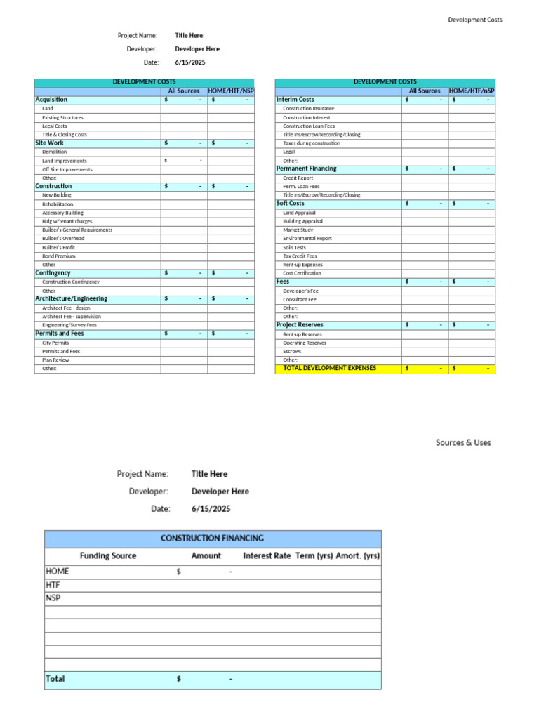 Comprehensive Development Cost Breakdown | PDF | Fee