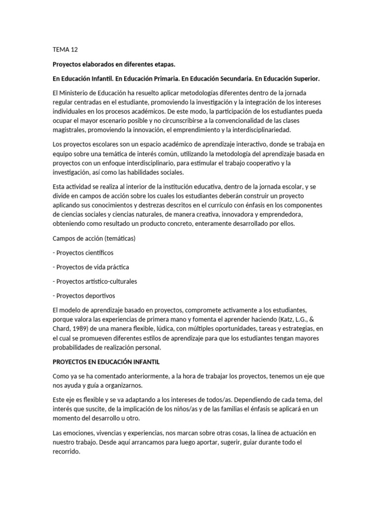 TEMA 12 | PDF | Aprendizaje | Plan de estudios